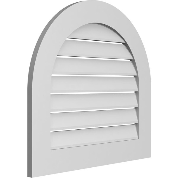 Round Top Surface Mount PVC Gable Vent: Functional, W/ 3-1/2W X 1P Standard Frame, 28W X 26H
